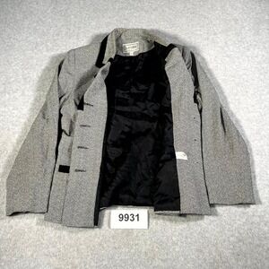 Vtg SuitsMe Blazer Jacket Womens 10 Gray Black Lined Single Breasted Notch Lapel